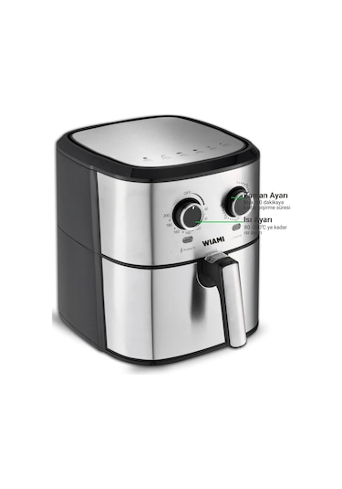 Wiami TTAF-500MS 6.5 L Retro Yağsız Hava Fritözü Airfryer