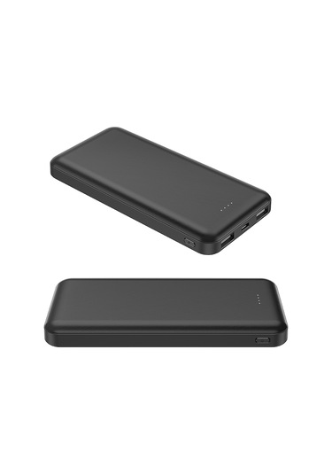 Hızlı Şarj Destekli 10000 Mah Powerbank Akıllı Koruma, Micro Ve Çift Usb, Led Durum Göstergesi Siyah Siyah