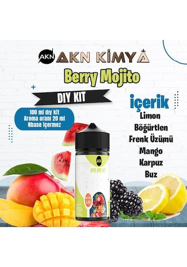 Berry Mojito Dıy Kit Limon Böğürtlen Frenk Üzümü Buz Gıda Aroması %20 Oranda Aroma İçerir Hazır Değildir 100 Ml