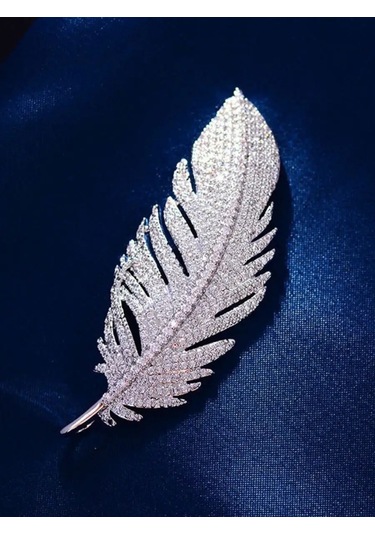 Beautiful Detail Takı Broş Tüy 123822787 Gri