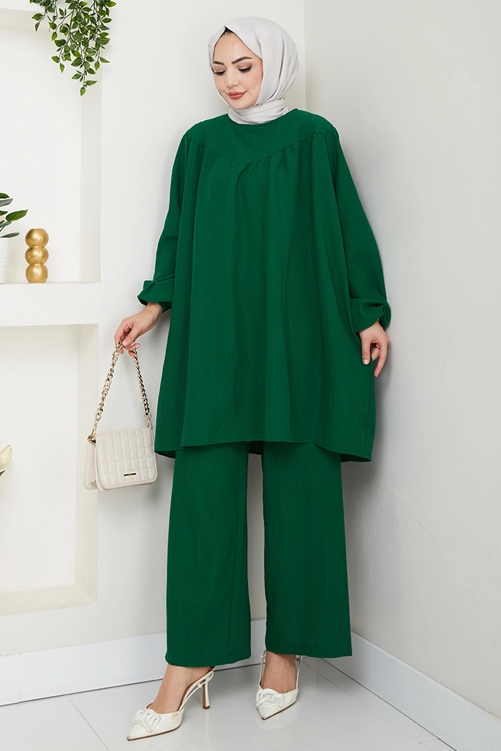 Tunik Pantolon İkili Takım 1606 - Zümrüt Yeşili Zümrüt Yeşili