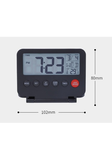Lcd Ekranlı, Tarih, Sıcaklık, Erteleme Ve Arka Aydınlatmalı Küçük Dijital Seyahat Çalar Saati, Pil İle Çalışan Masa Saati