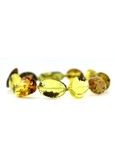Kehribar Bileklik Amorf Tasarım Ambergold Blk23-142 Çok Renkli