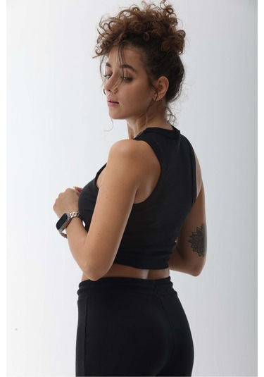 Kaşkorse Siyah Fitilli Bra Siyah