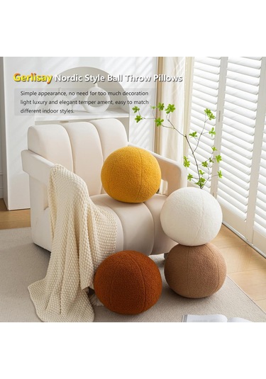 Monyee 30cm Çaplı Kürklü Top Yastık - Yumuşak Kemer Ve Bel Desteği, Ev Dekorasyonu Oyuncak, Kahve Rengi Haki