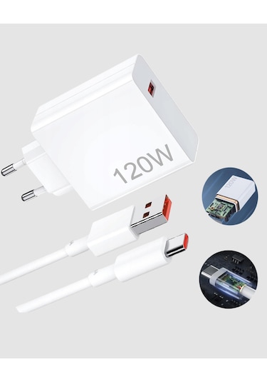 120w Süper Hızlı Şarj Adaptörü - Type-c Kablo Dahil, Yüksek Voltaj Korumalı