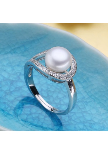 Altın Lsooyh Doğal Tatlı Su Inci Yüzük Kadın Moda Lüks Kübik Zirkonya Ayarlanabilir Yüzük Takı Altın