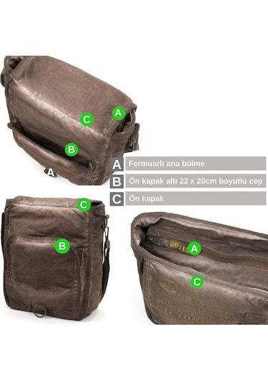 Oldcottoncargo Old Cotton 8184 Salaş Kanvas Omuz Postacı Laptop Okul Çantası Kahverengi