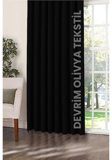Shy Tekstil Lüks 1. Sınıf Siyah Blackout Fon Perde Özel Dikim, Işık Geçirmez & Ekstraforlu Karartma Siyah