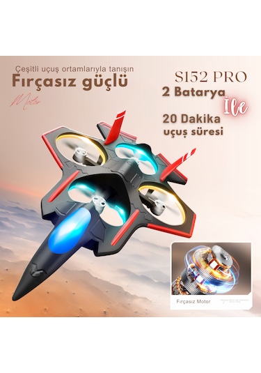 S152 Drone Fırçasız Motor 2 Batarya İle 20 Dakika Uçuş 720p HD Kamera Işıklı Drone