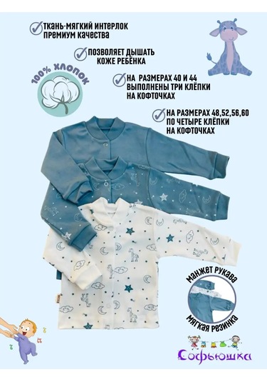 Sof'uska Yenidoğan Bebekler İçin Hırka Bodyler 85539588 Safir-mavisi