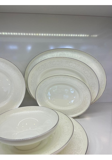 Aryıldız 60 Parça Dante Yemek Takımı Altın Beyaz - Altın