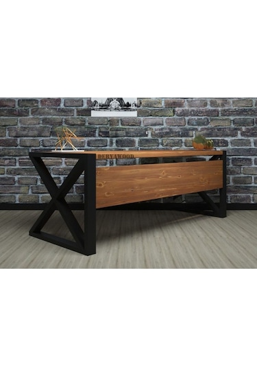 Deryawood Silver Ahşap Bilgisayar Masası 140x85x76 C-ön Ahşap Açık Ceviz
