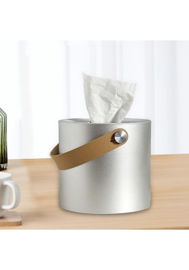 Homyl Gece Sehpası Oturma Odası Şifonyer Için Pu Gümüş Gümüş