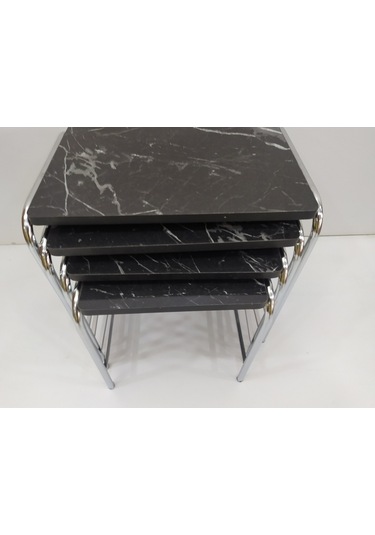 Zigon Sehpa 4'Lü Metal Model Transmisyon Nikelaj Ayak Siyaj Merme