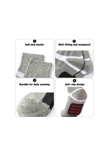 Vkemall Erkek Spor Orta Boy Çoraplar 5'li Paket Pamuklu Teri Emici Soluk Anti-koku Gri Siyah Lacivert Kahverengi Renkler Siyah