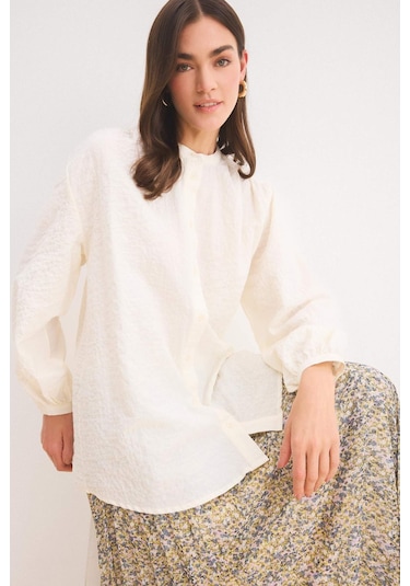 DeFacto Relax Fit Gofre Dokulu Uzun Kollu Tesettür Gömlek Tunik D4145AX25SPER105