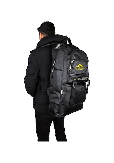 Dağcı Sırt Çantası 65 Litre Seyahat Spor Kamp Bölmeli Siyah Körüklü