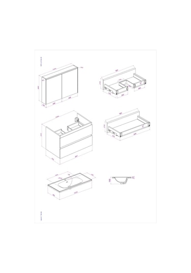 Kobos Lignum 100 Cm Banyo Dolabı Seti Watson Siyah