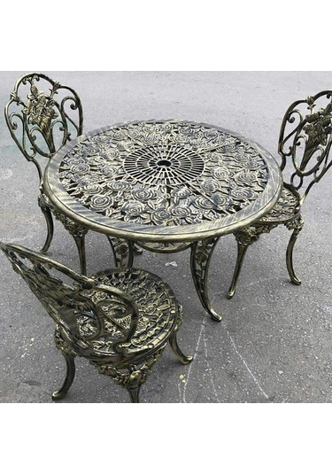 Aluminyumdokumcu Güllü Sandalye 3Adet 90 Cm Lik Masa