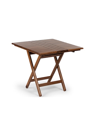 Atina Katlanır Masa 70x70 - Dış Mekan Ahşap Bahçe, Balkon Masası Ceviz