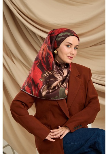 Silk Home Twill İpek Eşarp 11480-42 Mürdüm, Yeşil, Kırmızı, Pudra, Çağla
