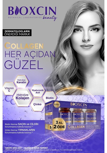 Bioxcin Beauty Collagen Tablet 3 Al 2 Öde - Tip1 Tip 3 Hidrolize Kolajen