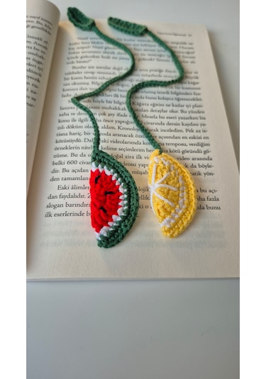 Karpuz Ve Limon 2 Li Ayraç Set Örgü Hediyelik Kitap Ayracı