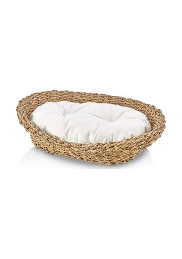 Dekoratif Hasır Kedi Köpek Yatağı Sepet 53cmx40cmx14cm