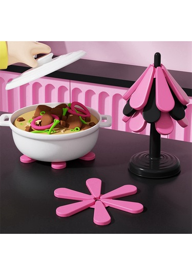 Silikon Altlık Seti Sıcak Tencereler İçin Yalıtımlı Tencere Altlıkları Pembe Ve Siyah Pembe  -  Siyah