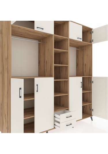 Kronos Dolap 14 Raflı 2 Çekmeceli 2 Askılı 220x59x243 Çam-aytaşı/aytaşı Aytası/aytası