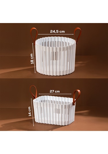 Porsima 4317 Beyaz 2'li Sepet Seti Banyo Mutfak Organizeri. Beyaz