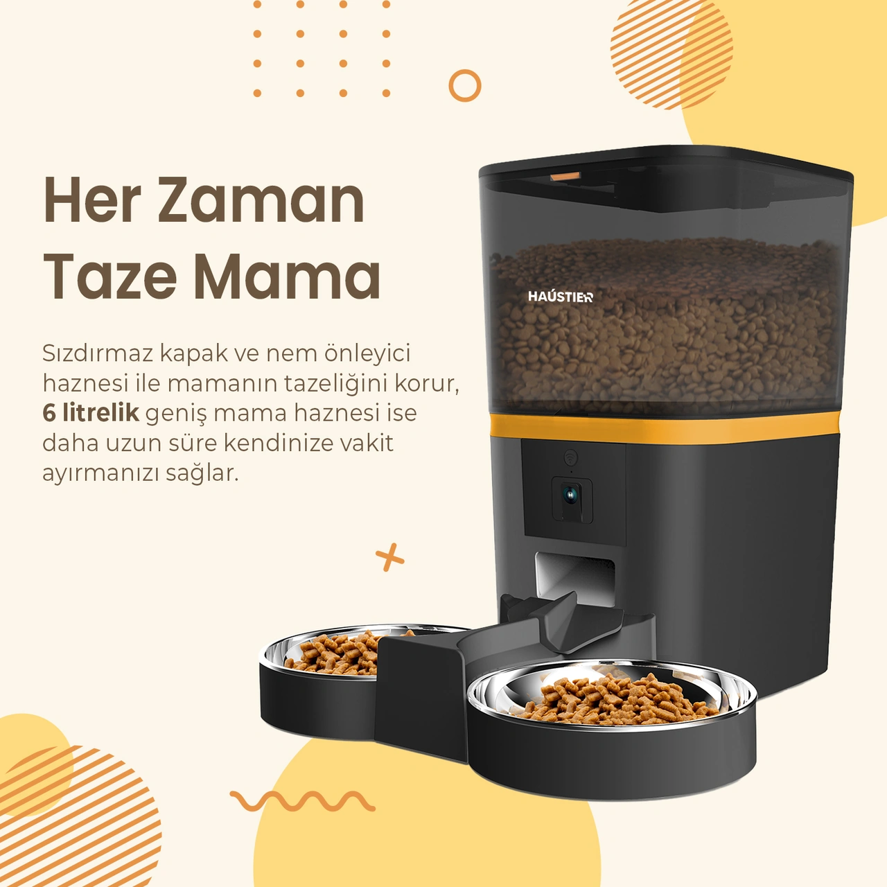 Haustier Qq005-d Kameralı Akıllı Kedi Köpek Otomatik Mama Kabı