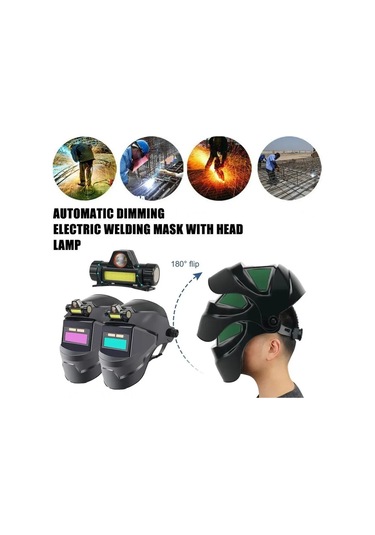 Kaynak Kask Kaynakçı Maske Ile Şarj Edilebilir Far Otomatik Karartma Purple