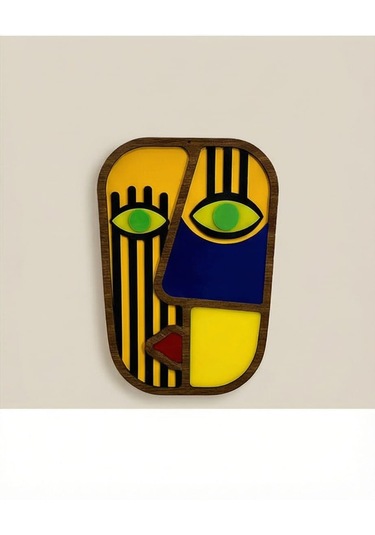 Modern Picasso Tarzı Mdf Ahşap Duvar Maskı - Soyut Yüz Duvar Sanatı 1