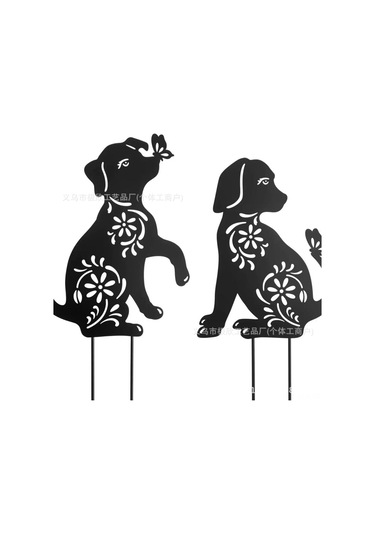 Xindoker Bahçe Çim Alani İçin Siyah Metal Delikli Kedi Figürü - Dayanıklı Dış Mekan Dekorasyonu