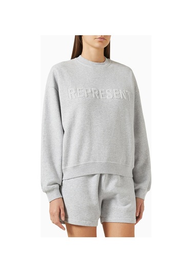 Represent Owners Club Sweatshirt, Brushed Cotton Fleece Sweatshirt Gri