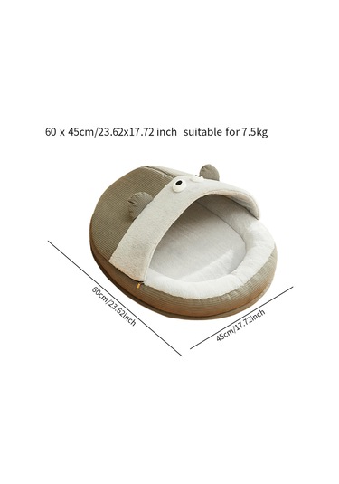 Homyl Pet Mağara Yatağı Yıkanabilir Sıcak Kulübe L-gri