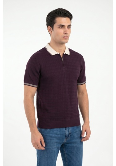 Baglan Erkek Spor Polo Yaka Triko Tişört Bgl-st05372 Mürdüm