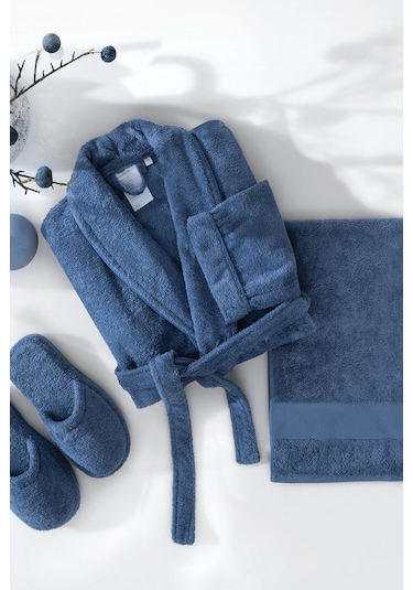 Yataş Essentials 3'lü Banyo Seti Terlik 39-41 - Navy İndigo