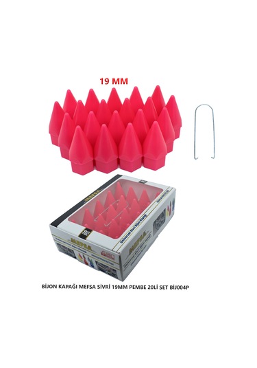 Bijon Kapağı Sivri 19 Mm Pembe 20 Li Set