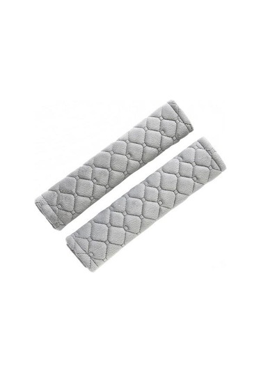 Emniyet Kemeri Nakışlı Koltuk Kemer Pedi 2 Adet Gri Yumuşak Kumaş Voleur Kumaş