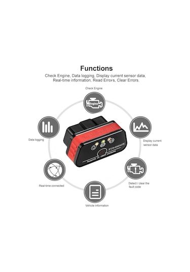 Padalink Konnweı Kw901 Obd-ıı Arabalari Motor Arıza Tanı Cihazı, Bt 5.0 Kablosuz Tarayıcı, Hata Okuma/temizleme, 12v Benzin/dizel Uyumlu, Kırmızı