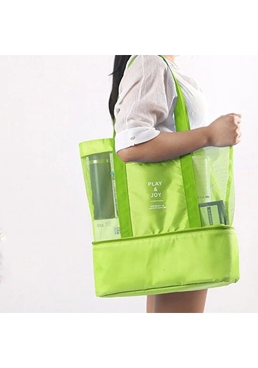 Jzcat Çift Katmanlı Örme Spor Spor Çantası Plaj Piknik Omuz Çantası-yeşil Yeşil