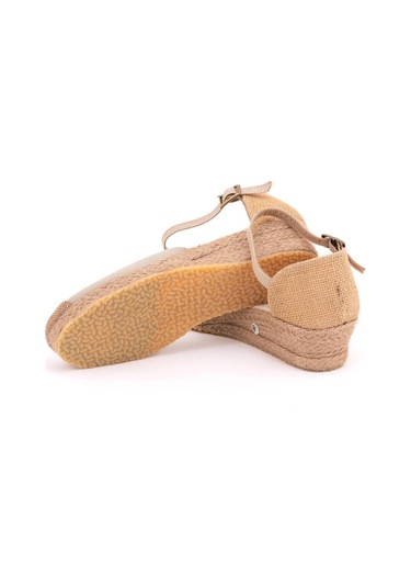 Star Tombis Gerçek Elişi Bej Hasır Jüt Bantlı Günlük Kız Çocuk Espadril Handmade Bej