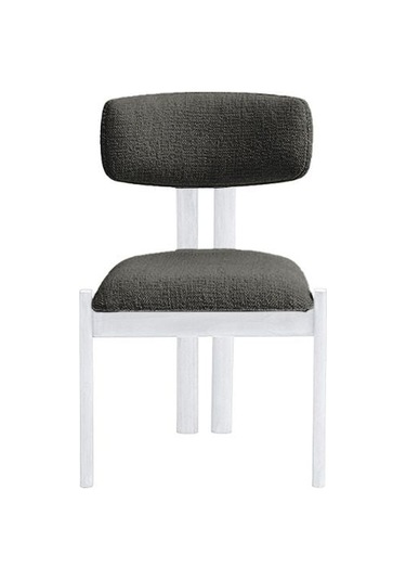 Espoo İskandinav Ahşap Bohem Sandalye Beyaz - Antrasit