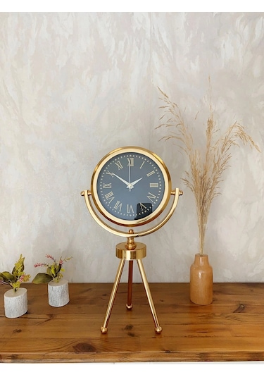 Gold Metal Mini Tripod Sade Masa Saati 45 26 Cm Çok Renkli