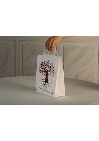 Eczane Kraft Çanta Beyaz 22 x 10 x 27 CM 100 Adet