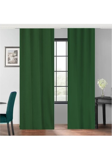 Taç Soft Koyu Yeşil Fon Perde Koyu Yeşil