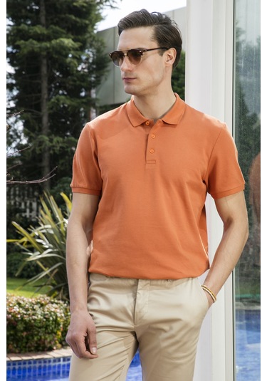 Buratti Pamuklu Regular Fit Düğmeli Erkek Polo Yaka T Shirt 5902127 Tarçın